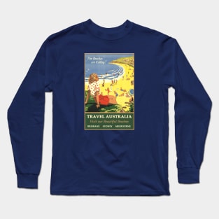 Vintage Travel Australia Ad | The Beaches Are Calling Long Sleeve T-Shirt